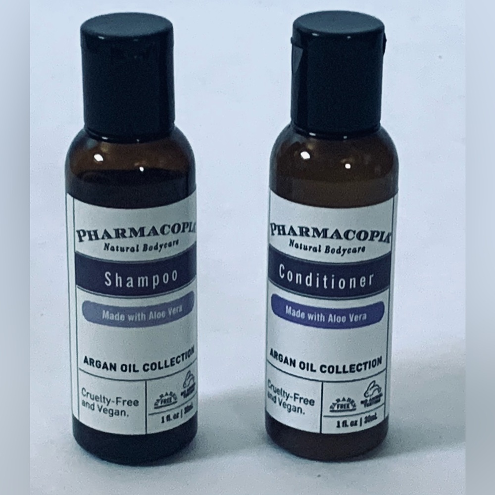 2 - Pharmacopia Shampoo Conditioner Argan Oil Aloe Vera travel 1 oz ea new